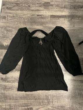 Princess Polly Black Long Sleeve Lace Trim Mini Dress
